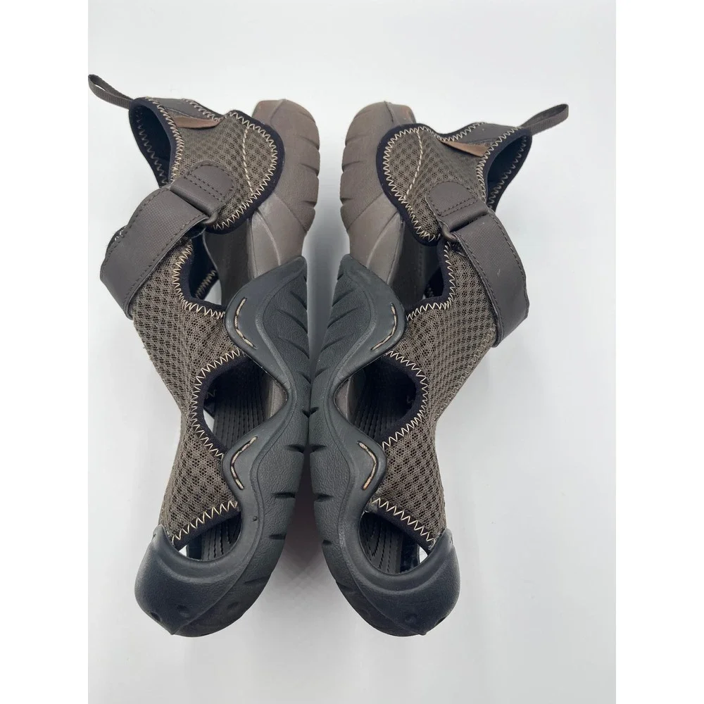 Crocs Swiftwater Mesh Sandals Men's 12 Brown Water Shoes Hiking Fisherman